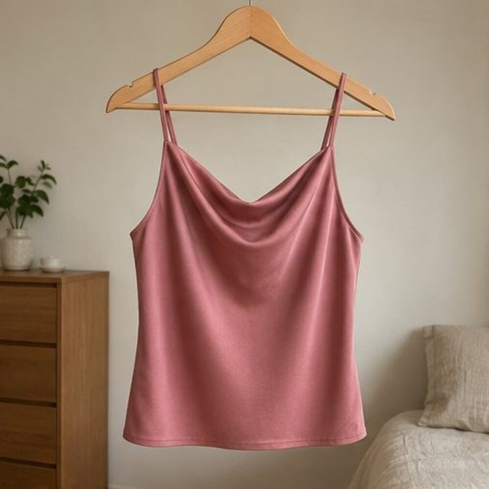 Rose Satin Cowl Neck Top